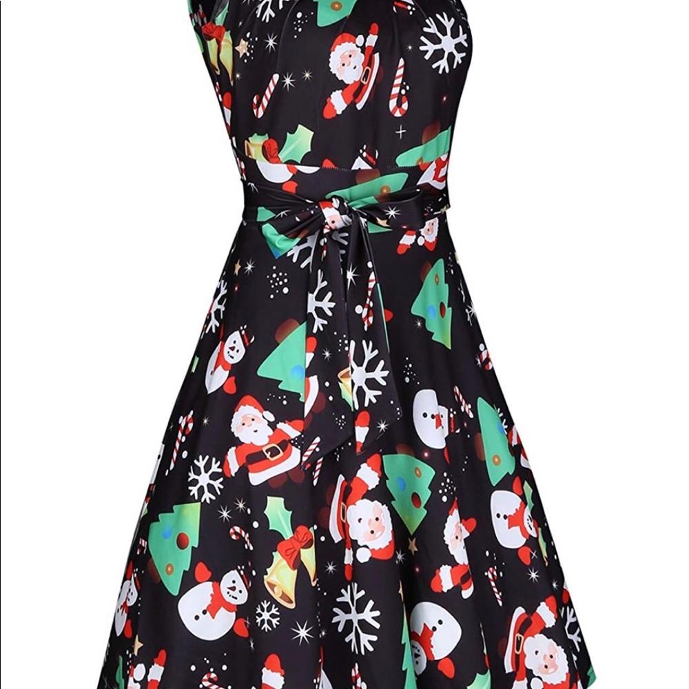 COPY - Christmas Sleeveless Print Pleated Skater